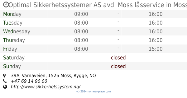 Prevail hed Overbevisende 🕗 Optimal Sikkerhetssystemer AS avd. Moss låsservice Moss opening times,  39A, Varnaveien, tel. +47 69 14 90 00