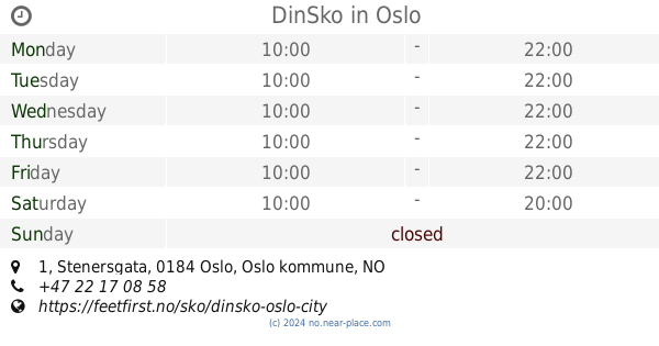 Shoe store nearby Sko Oslo City opening times, contacts